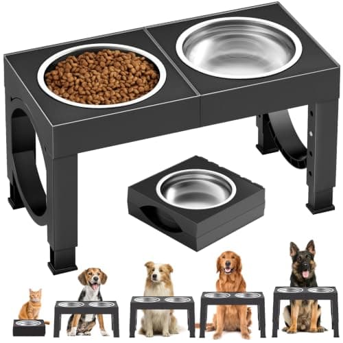 XiaZ XiaZ Elevated Dog Bowls, Adjustable Stand for Large Breeds