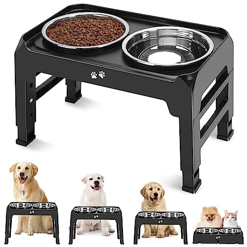 COMESOON COMESOON Elevated Dog Bowls, 4-Height Adjustable Stand